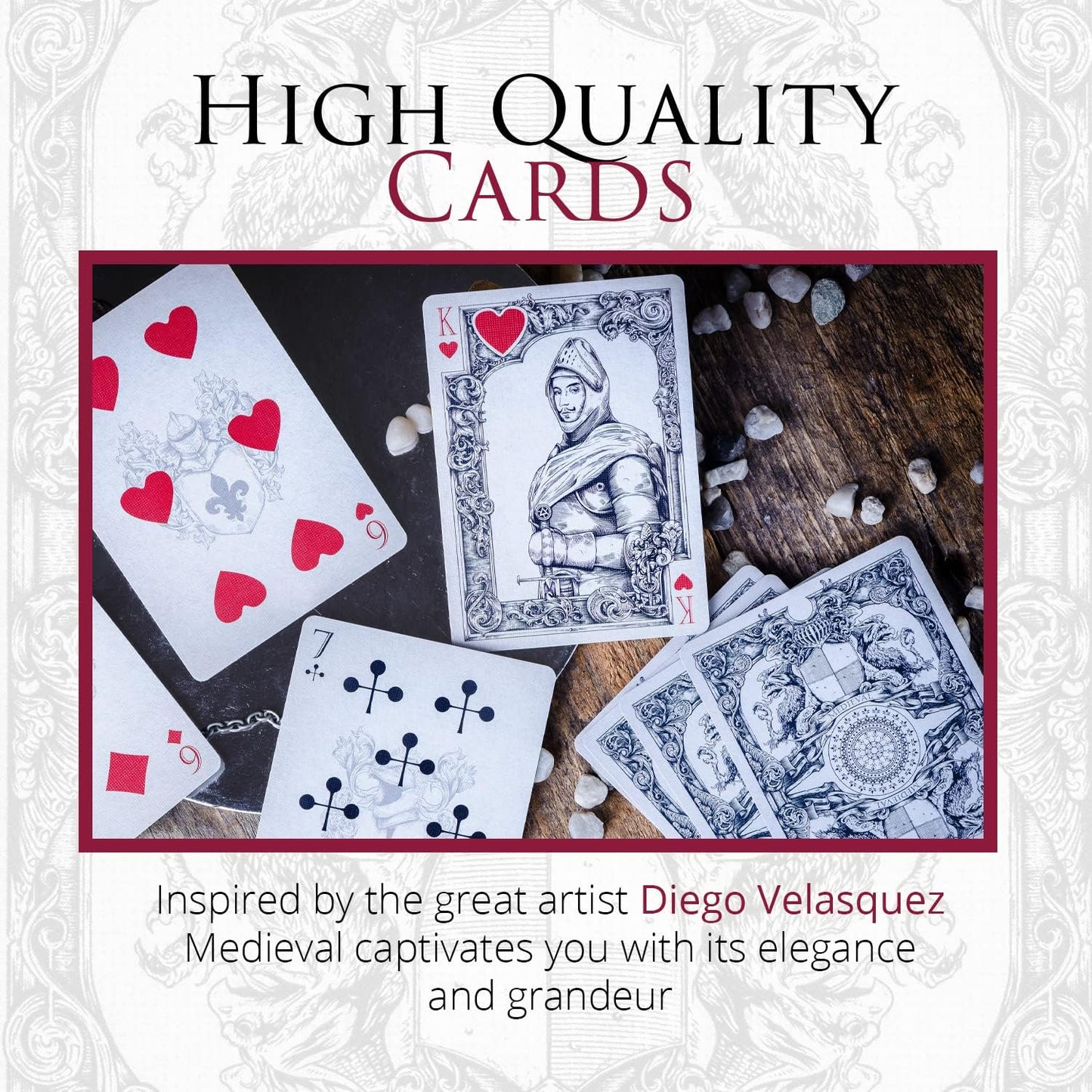 Medieval Playing Cards with Unique Seal and Free Card Game Ebook, Stand Out with Cool Poker Cards, Black Deck of Playing Cards, Unique Illustrated Designs for Kids & Adults, Playing Card Decks