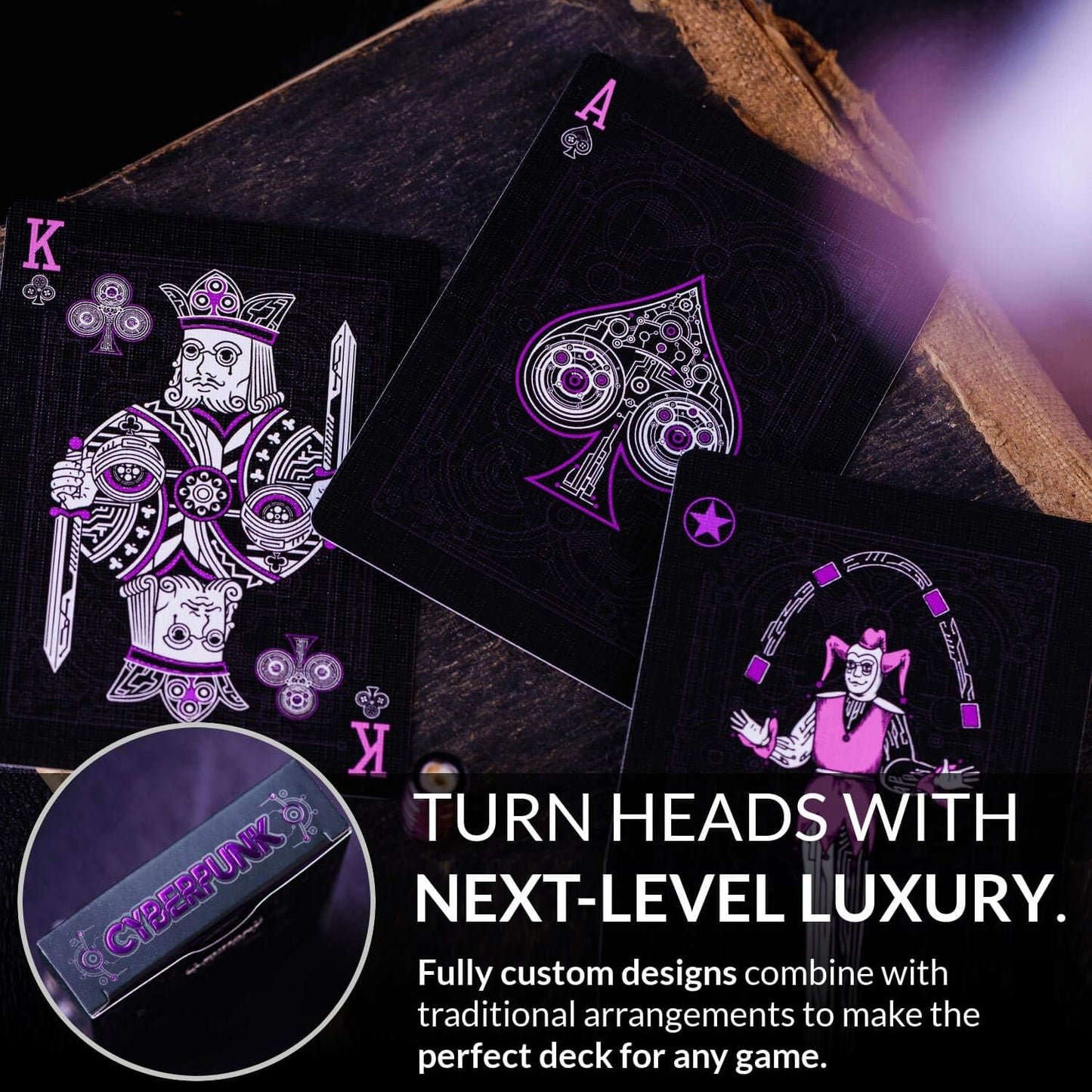 Cyberpunk Purple Cardistry Cards, Kids & Adults Black Deck with E-Book, Unique Cyberpunk Poker Cards