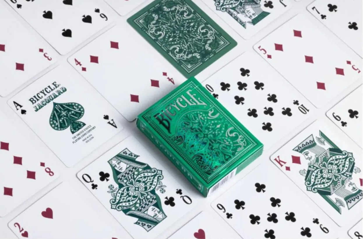 Bicycle Jacquard Premium Playing Cards, Silver and Emerald Green, 1 Deck