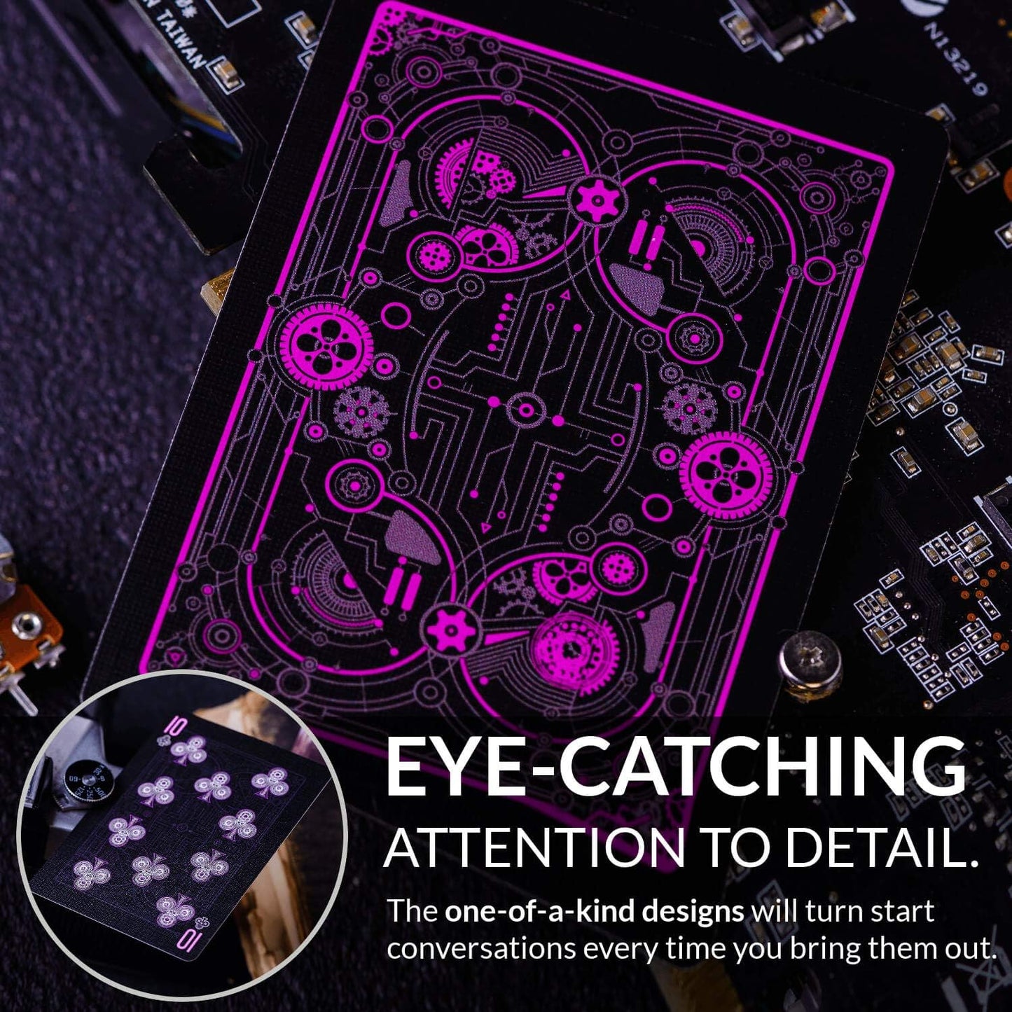 Cyberpunk Purple Cardistry Cards, Kids & Adults Black Deck with E-Book, Unique Cyberpunk Poker Cards