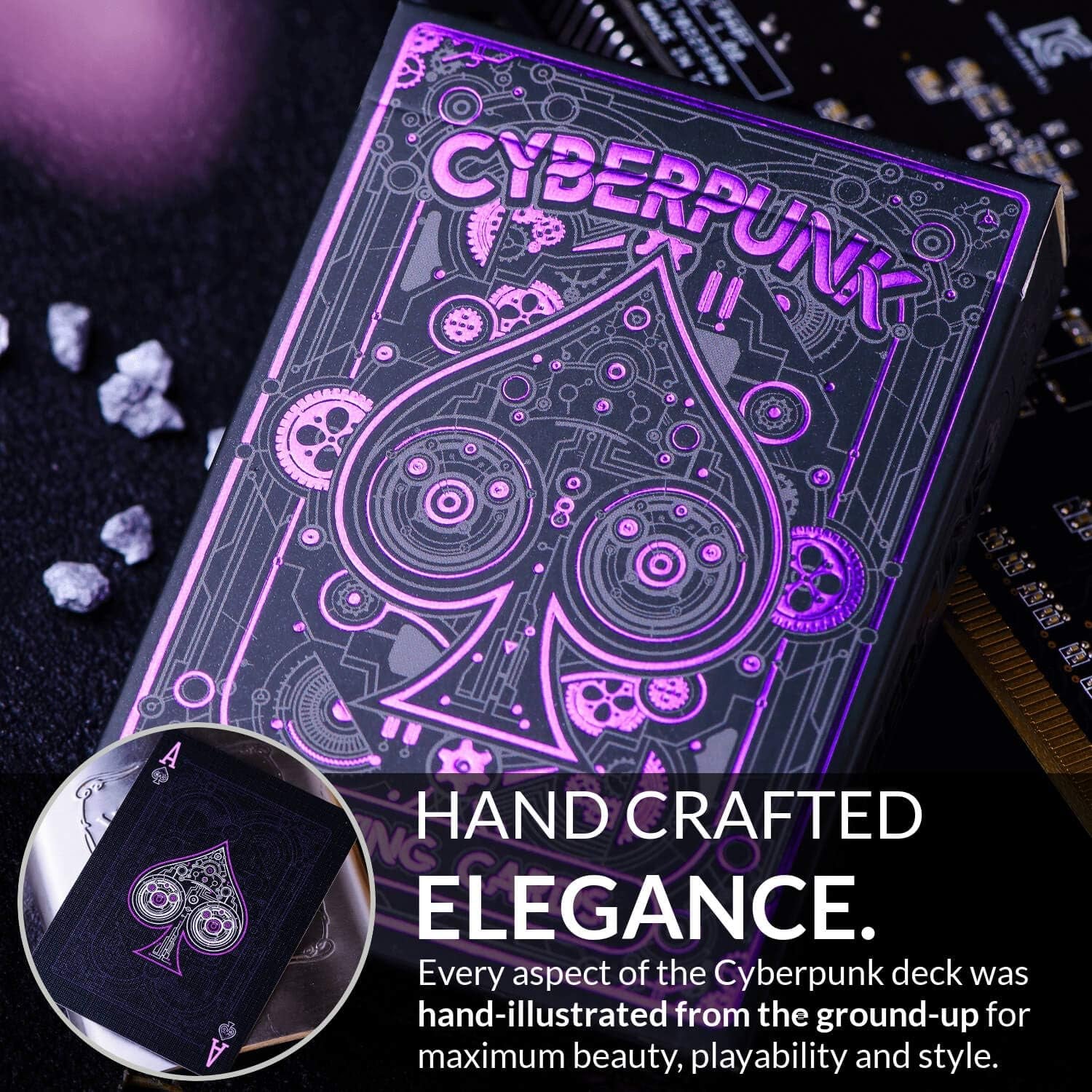 Cyberpunk Purple Cardistry Cards, Kids & Adults Black Deck with E-Book, Unique Cyberpunk Poker Cards