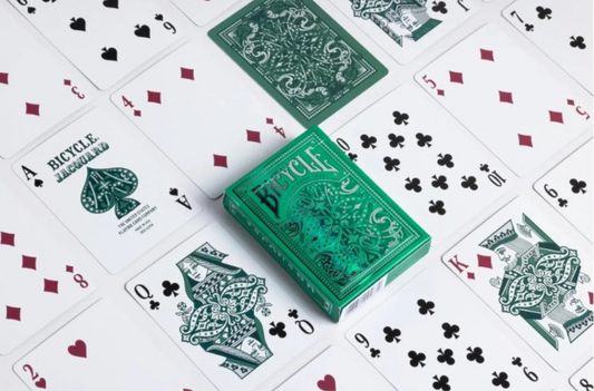 Bicycle Jacquard Premium Playing Cards, Silver and Emerald Green, 1 Deck