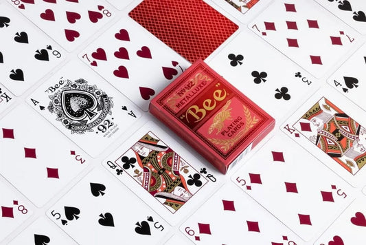 Metalluxe Premium Playing Cards - Red Foil Diamond Back, Poker Size Standard Index